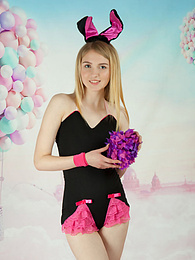 CrocoBabes presents: This tight blonde bunny has some smoking hot fun with stripping her clothes and playing with her flower