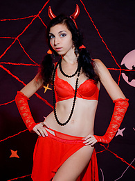 CrocoBabes presents: Only one look in the eyes of this fantastic slim teen will tell that she is a little devil inside. No further costume is needed.