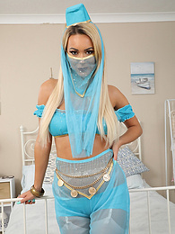 CrocoBabes presents: Lauren Louise from Layered-Nylons as a sexy genie wearing sheer pantyhose over white stockings