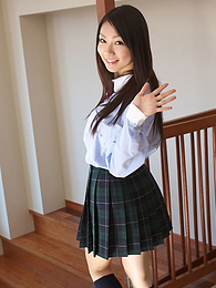 CrocoBabes presents: Asian schoolgirl Tomoyo Hoshino strips to stockings and poses outdoors